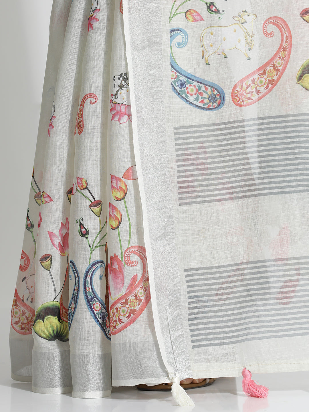 Pichwai Printed Daily Wear Pure Linen Saree