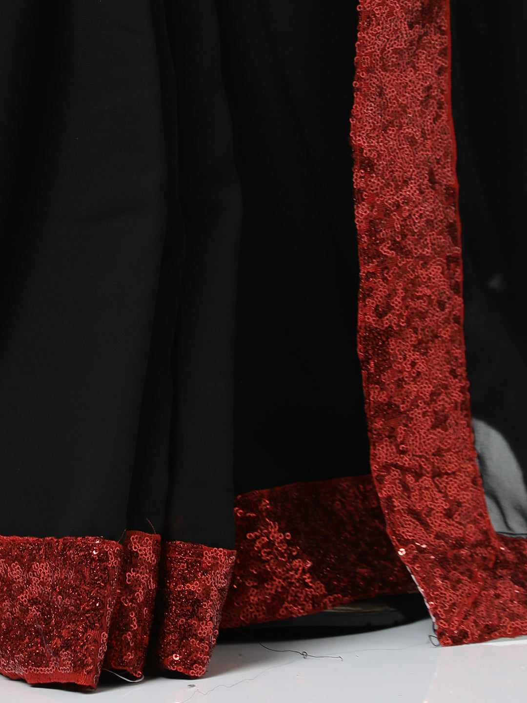 Black Sequin Embellished Georgette Saree