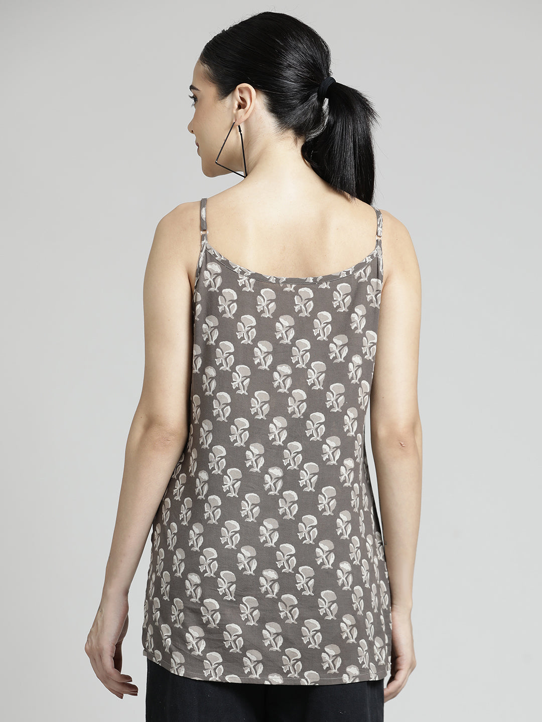 Floral Block Printed Cotton Strappy Top