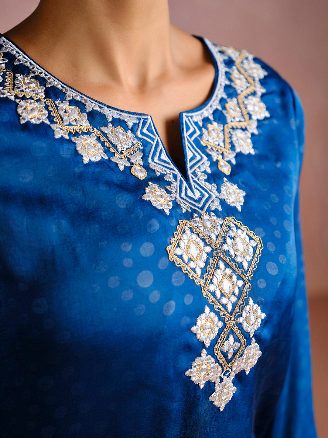 Teal Blue Gota Patti Work Festive Kurta Set With Dupatta