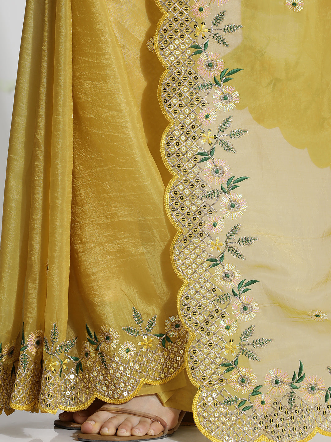 Art Silk Floral Embroidered Festive Saree