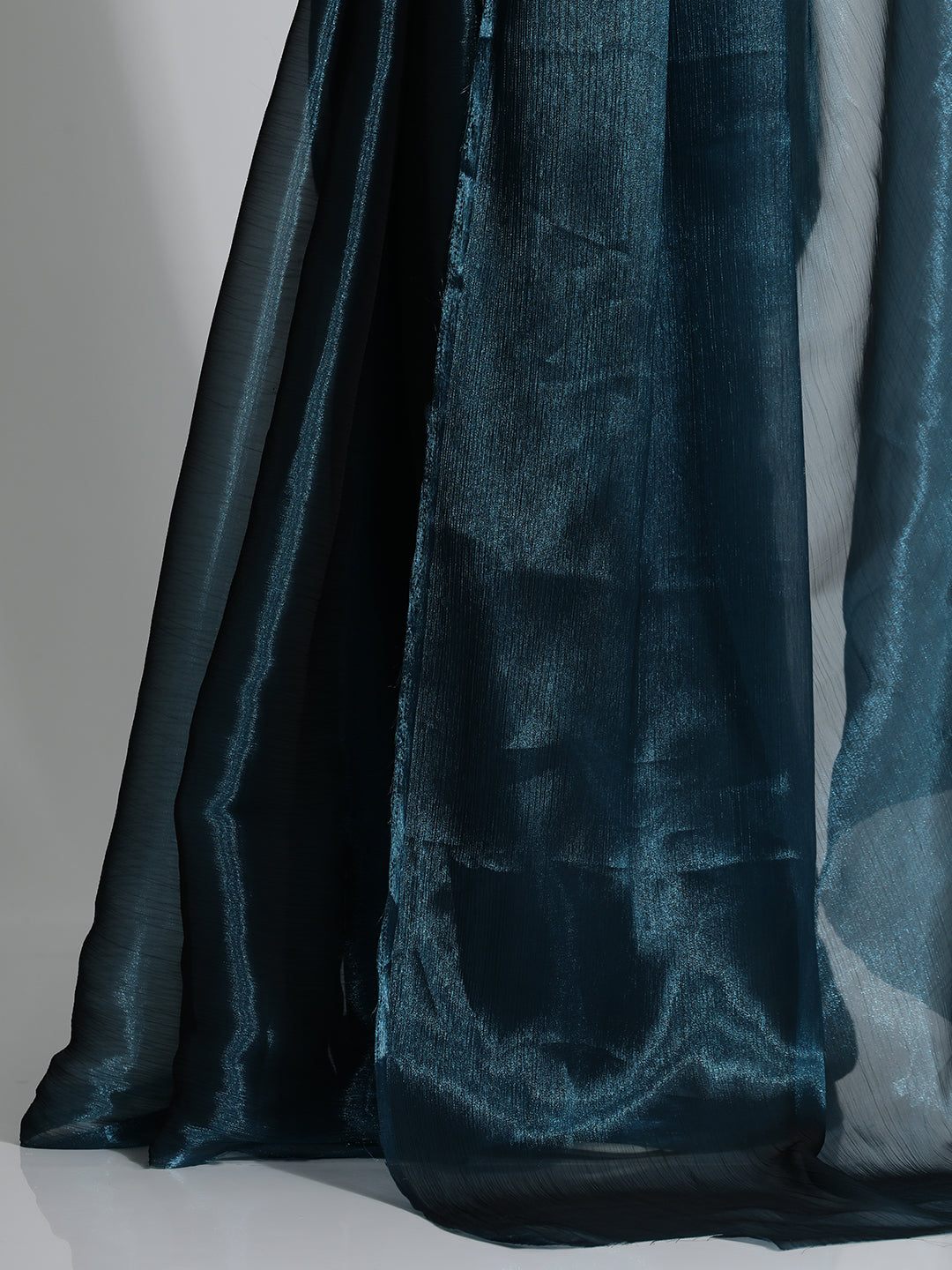 Teal Festive Tissue Solid Saree