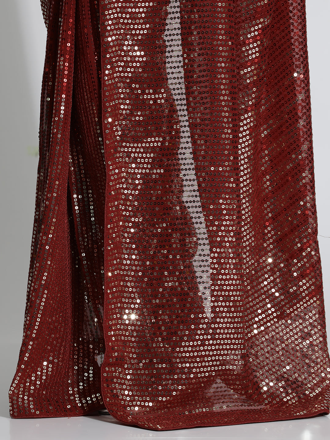 Sequin Embroidered Georgette Party Wear Red Saree