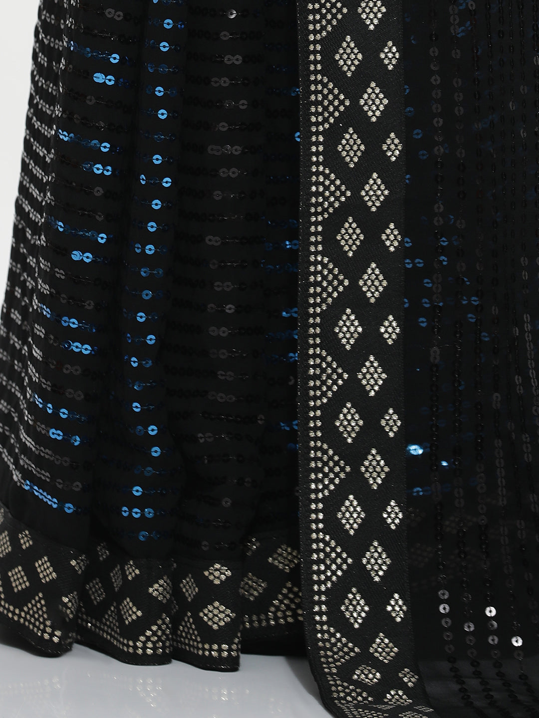 Pure Georgette Teal Sequin Party Wear Saree