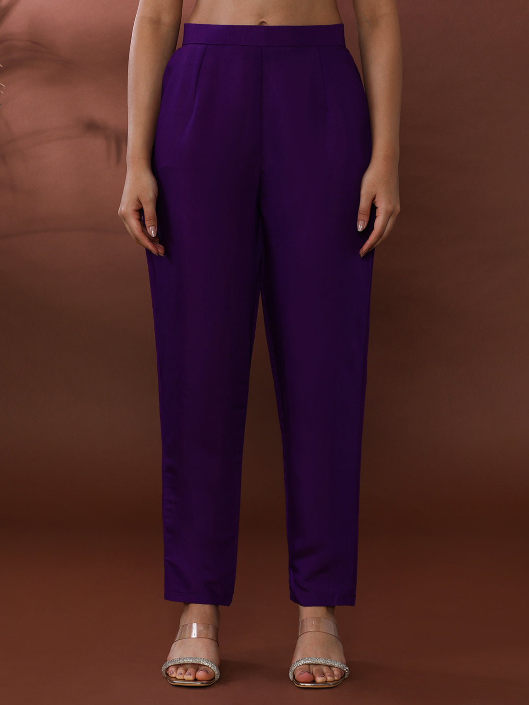 Solid Embroidered Chanderi Silk Kurta & Trousers Sets