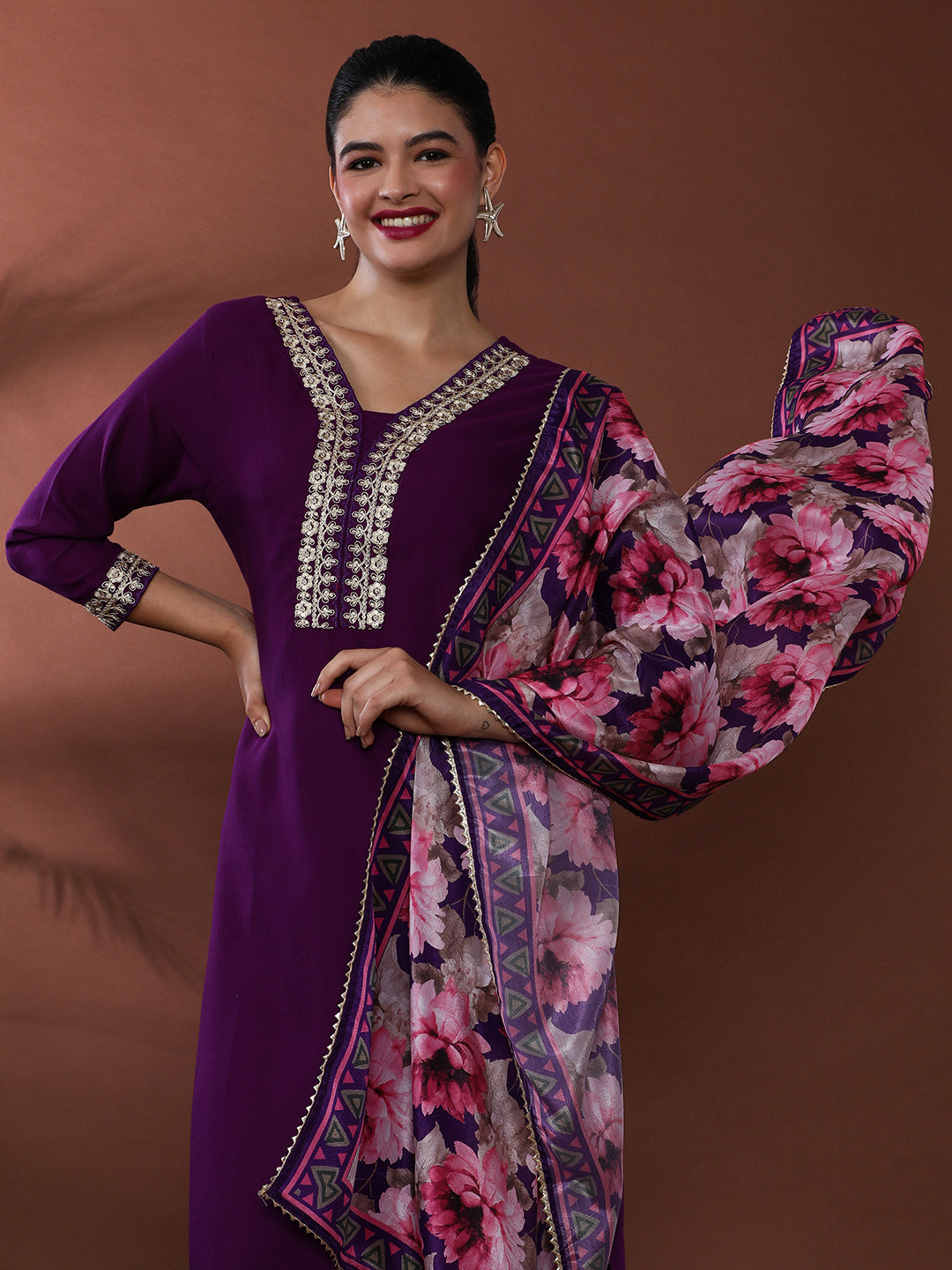 Bandhani Embroidered Chanderi Silk Kurta & Trousers Sets