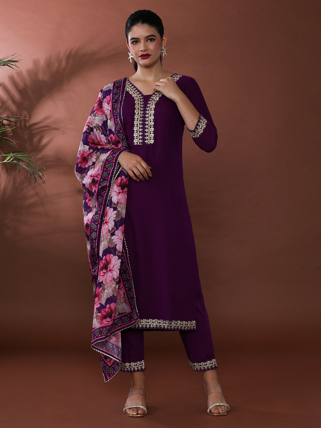 Bandhani Embroidered Chanderi Silk Kurta & Trousers Sets