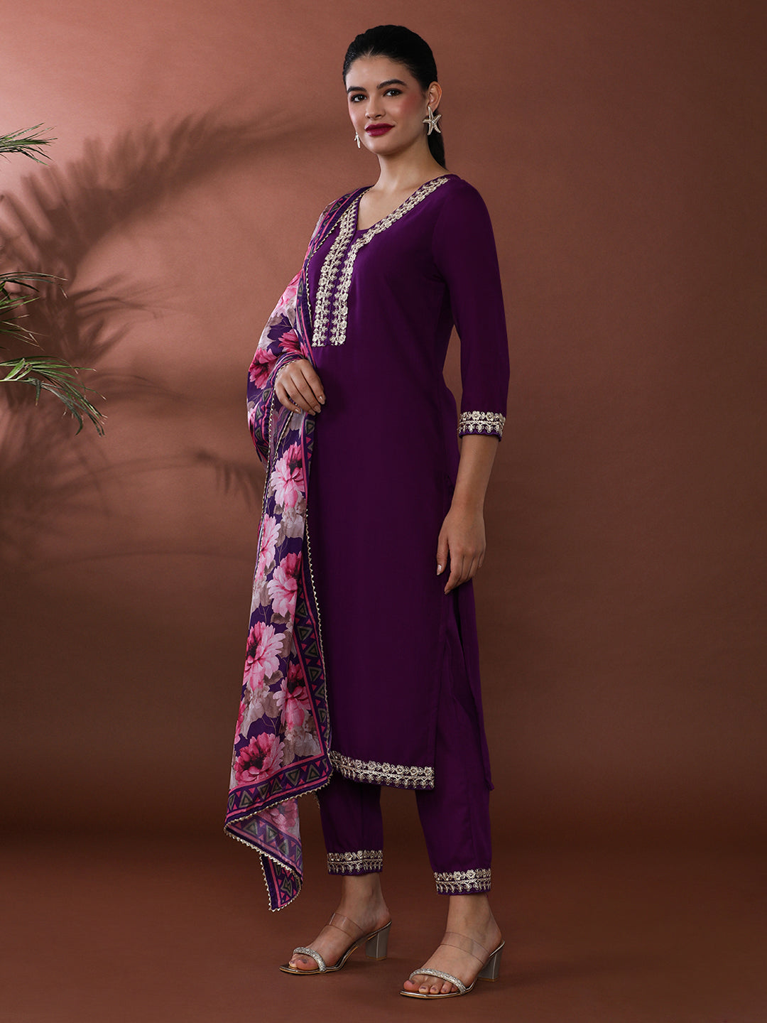 Bandhani Embroidered Chanderi Silk Kurta & Trousers Sets