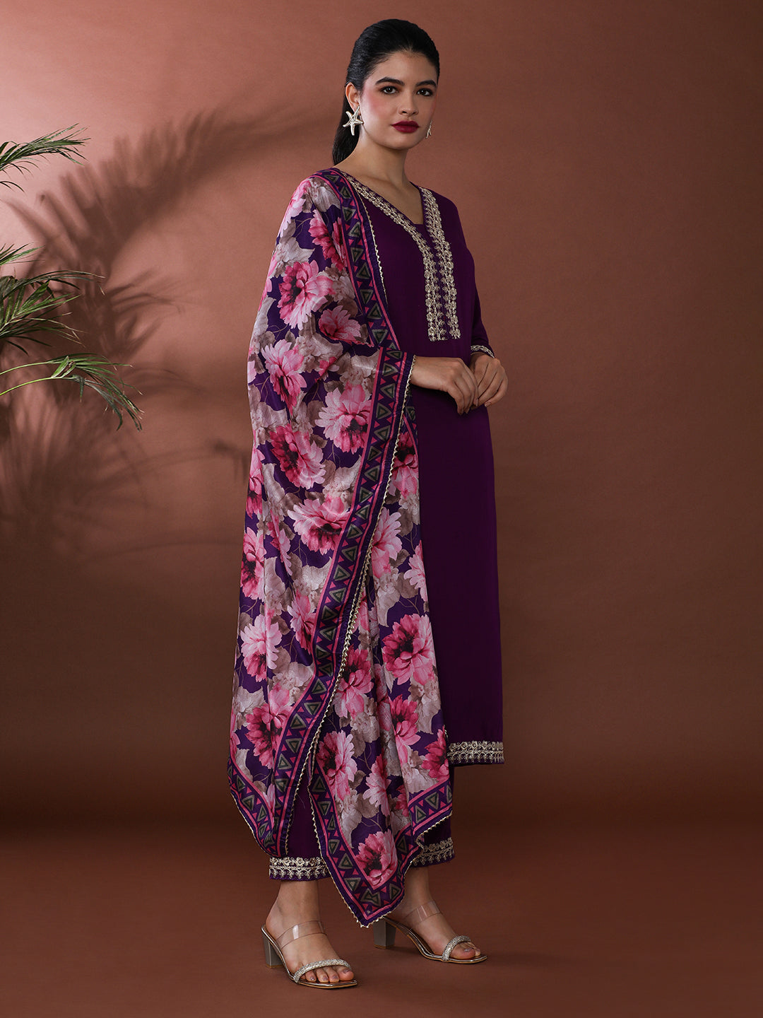 Bandhani Embroidered Chanderi Silk Kurta & Trousers Sets