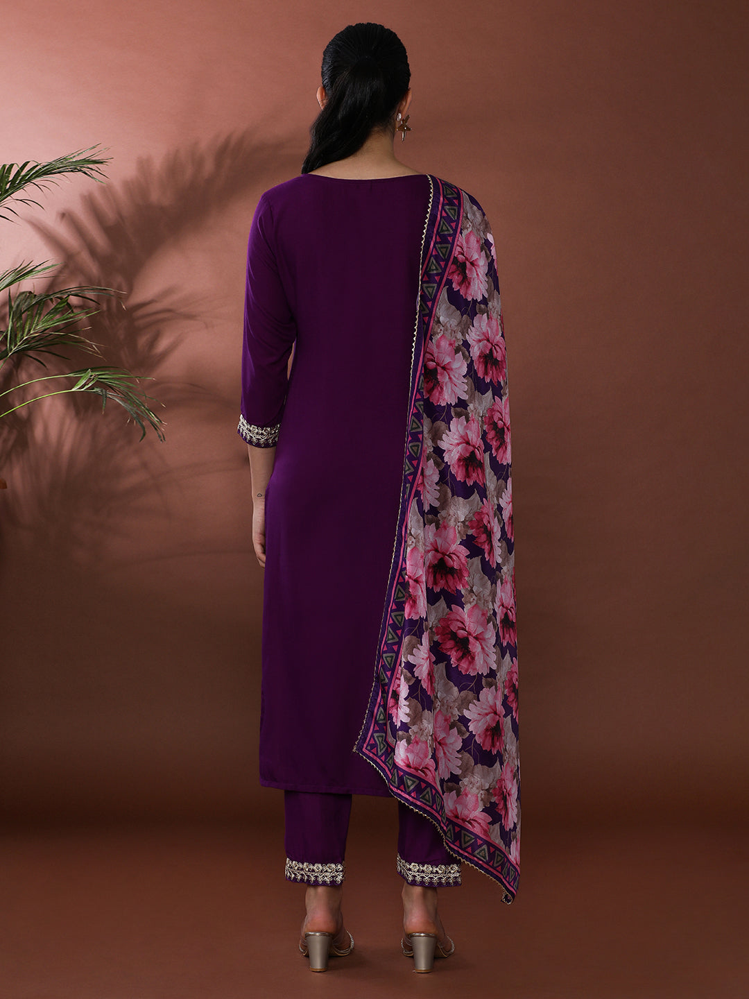 Bandhani Embroidered Chanderi Silk Kurta & Trousers Sets