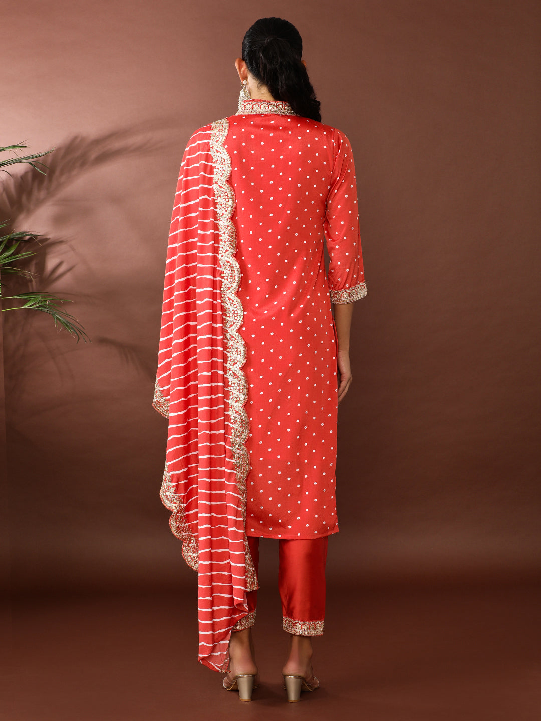 Bandhani Embroidered Chanderi Silk Kurta & Trousers Sets