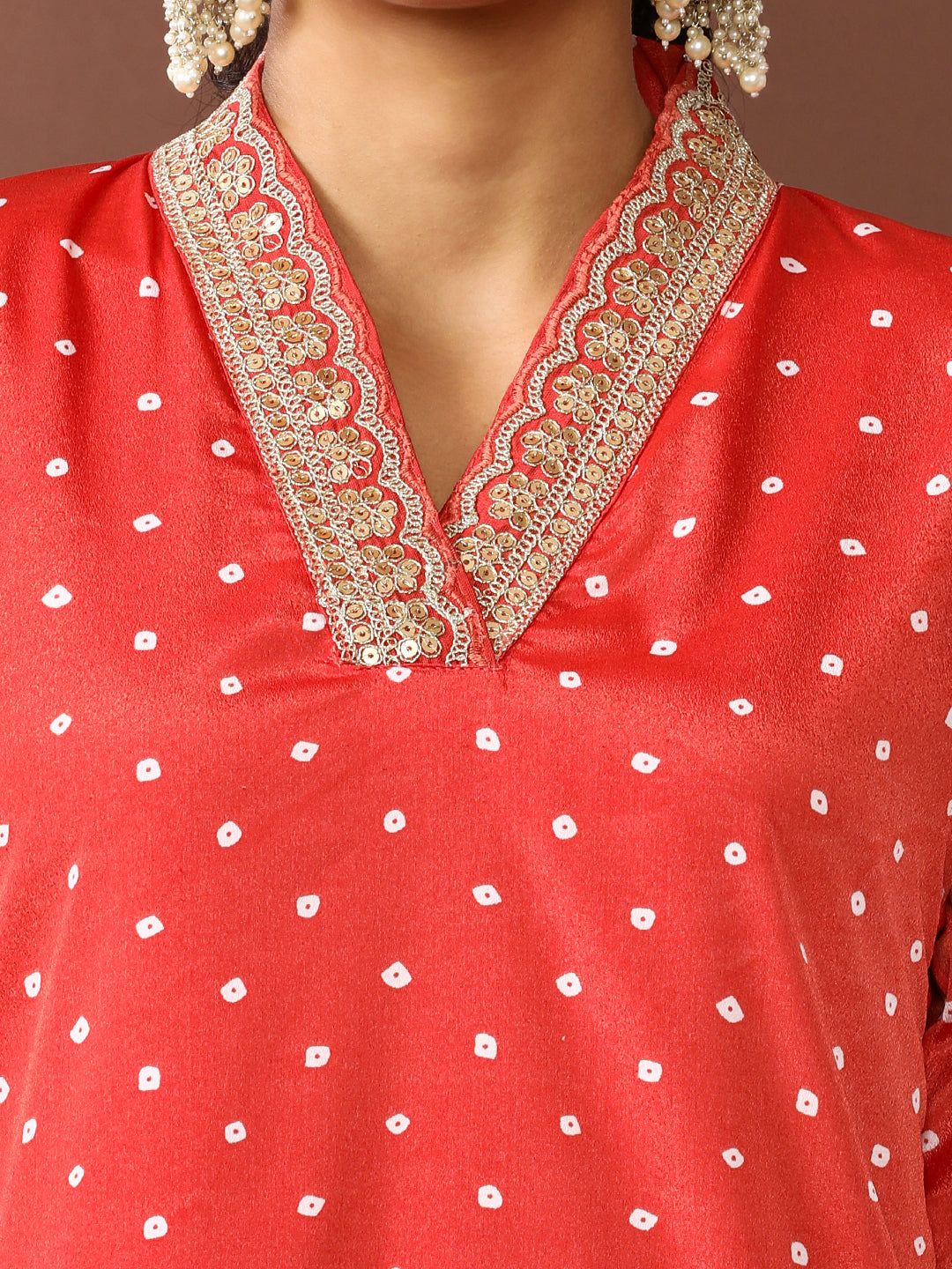 Bandhani Embroidered Chanderi Silk Kurta & Trousers Sets