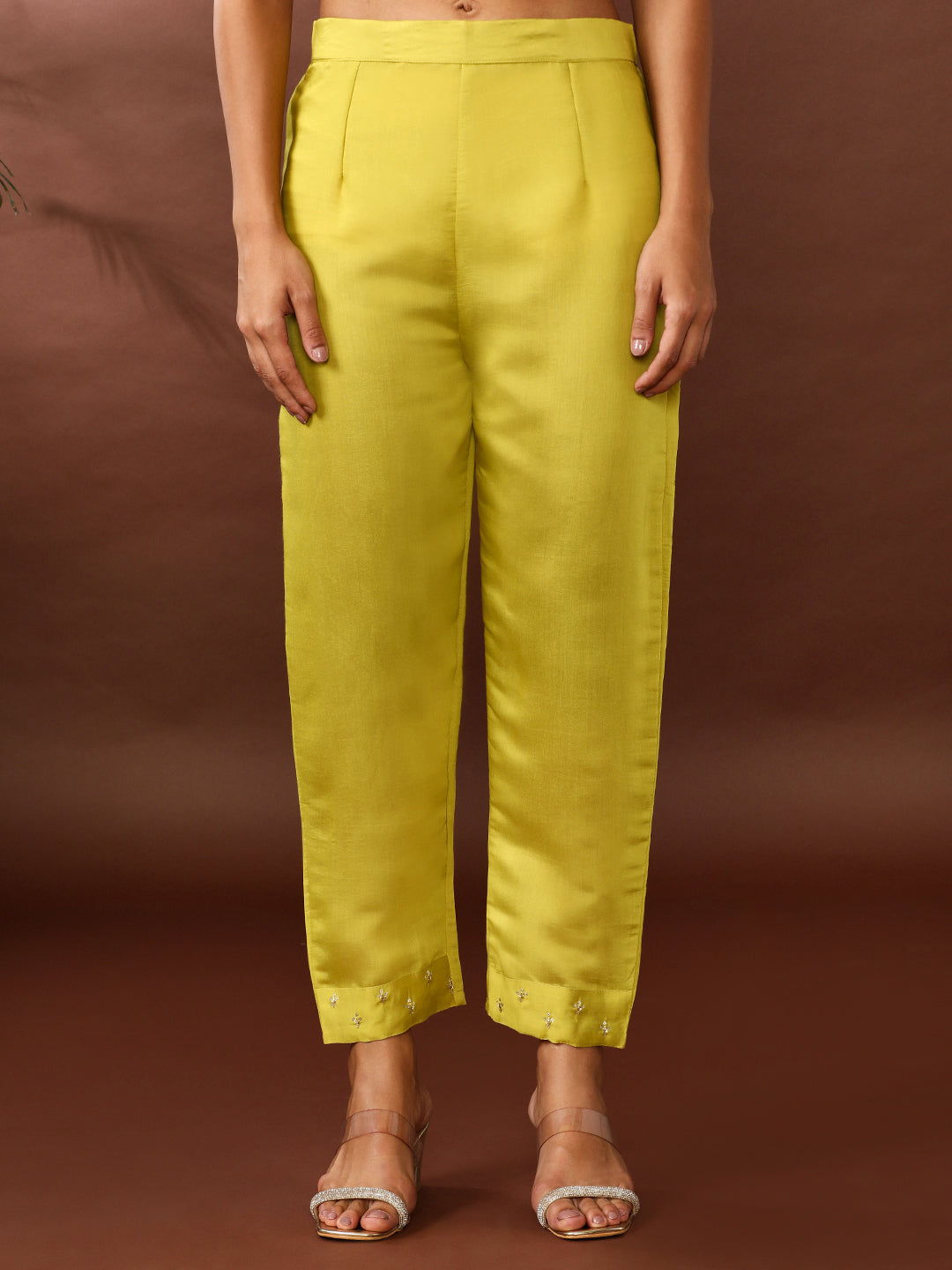 Solid Embroidered Chanderi Silk Kurta & Trousers Sets