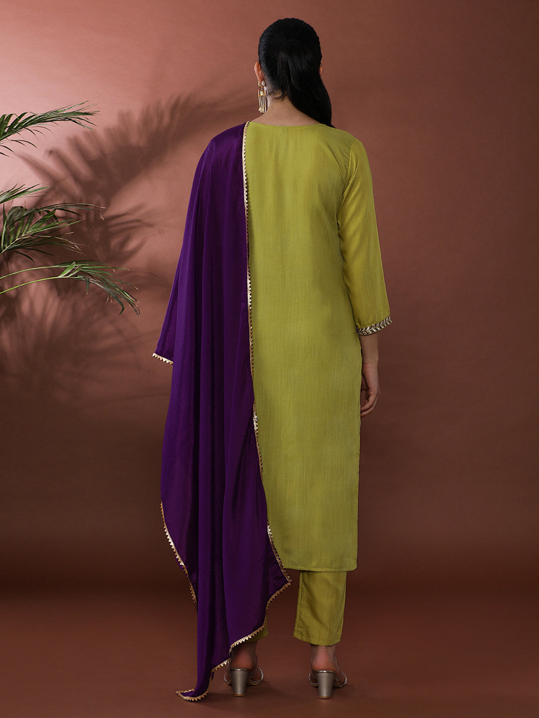 Solid Embroidered Kurta & Trousers Sets