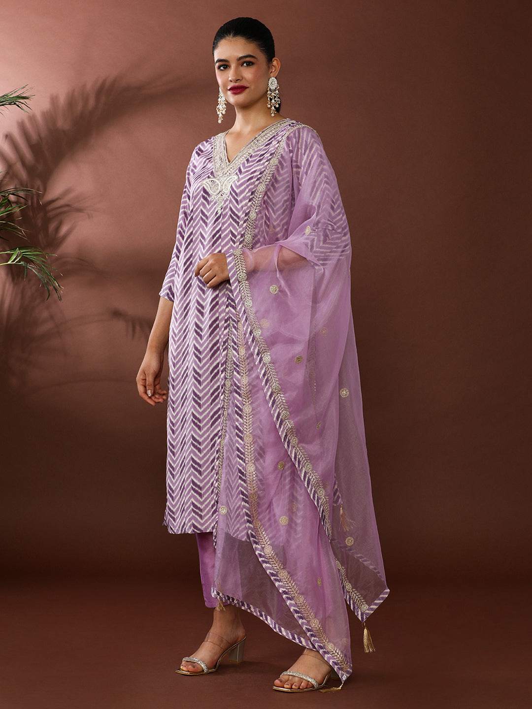 Floral Embroidered Poly Crepe Kurta & Trousers Sets