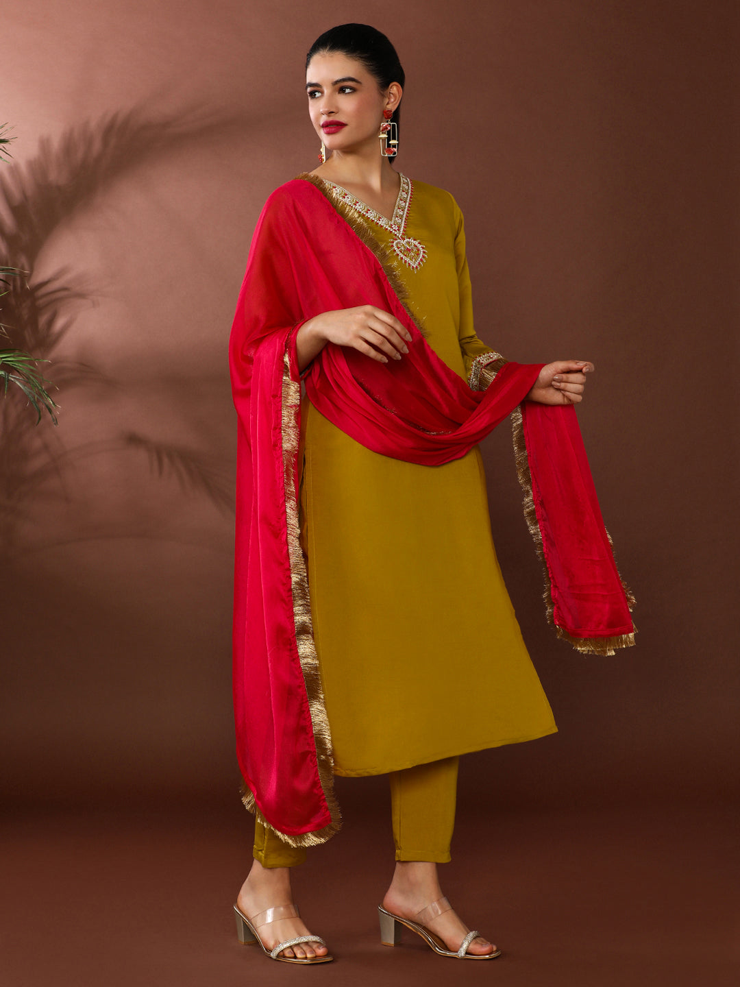 Floral Embroidered Chanderi Silk Kurta & Trousers Sets