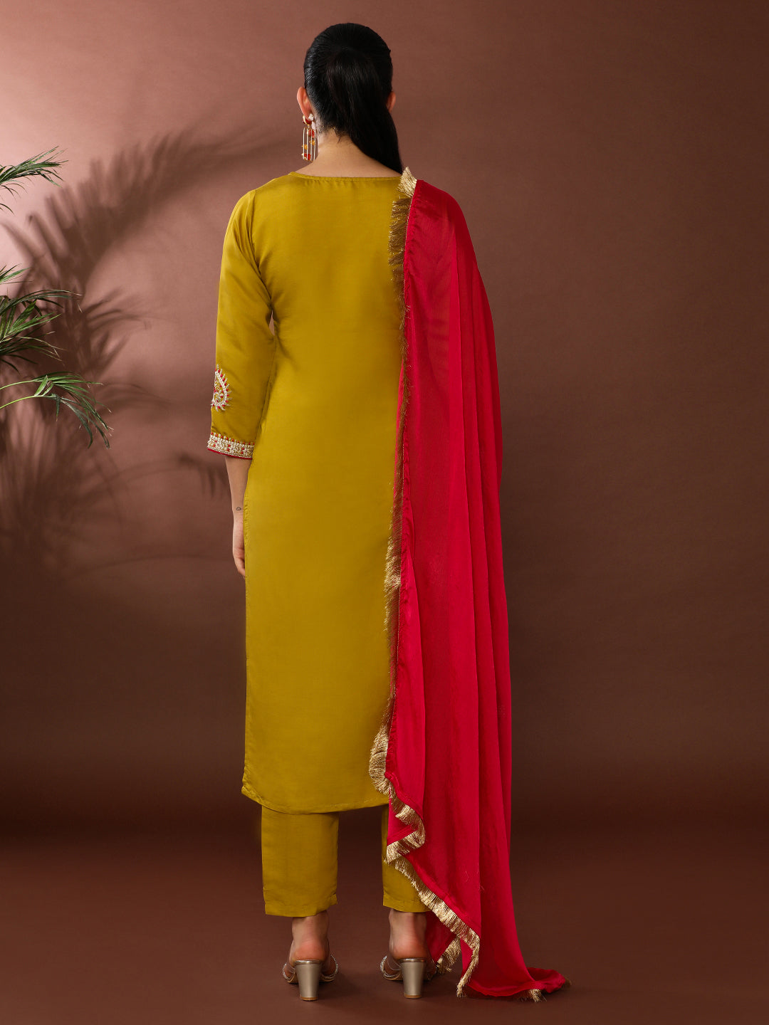 Floral Embroidered Chanderi Silk Kurta & Trousers Sets