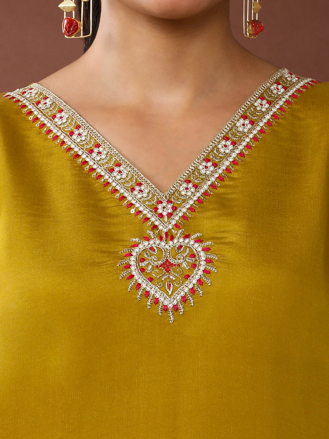 Floral Embroidered Chanderi Silk Kurta & Trousers Sets