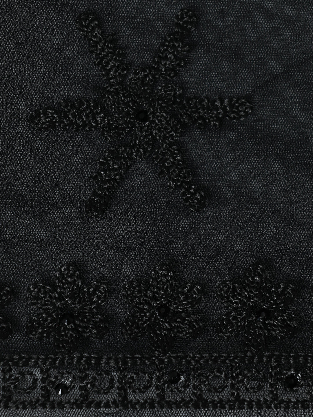 Black Embroidered Net Black Party Wear Saree