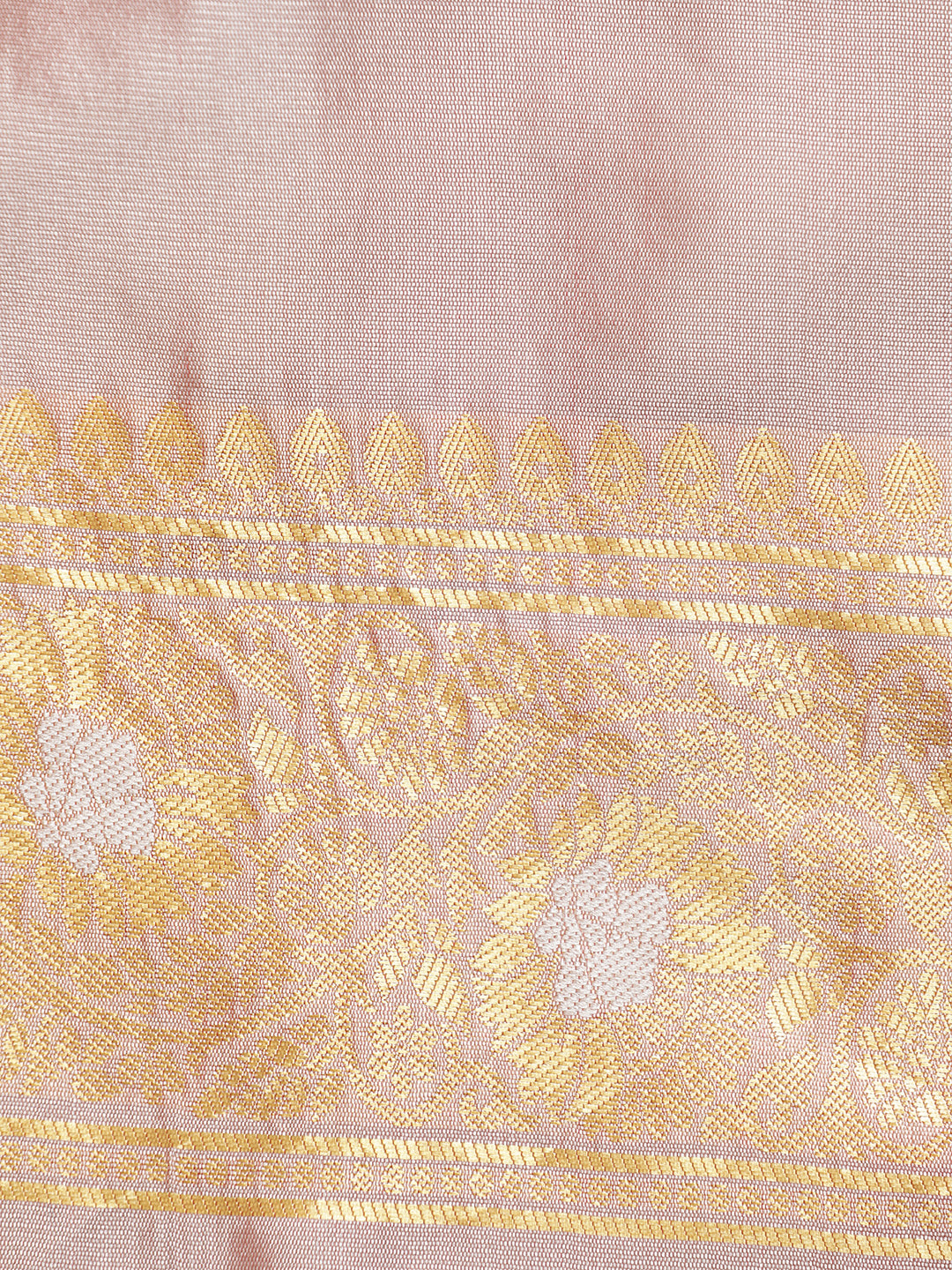 Light Peach Silk Banarasi Zari Woven Heavy Saree