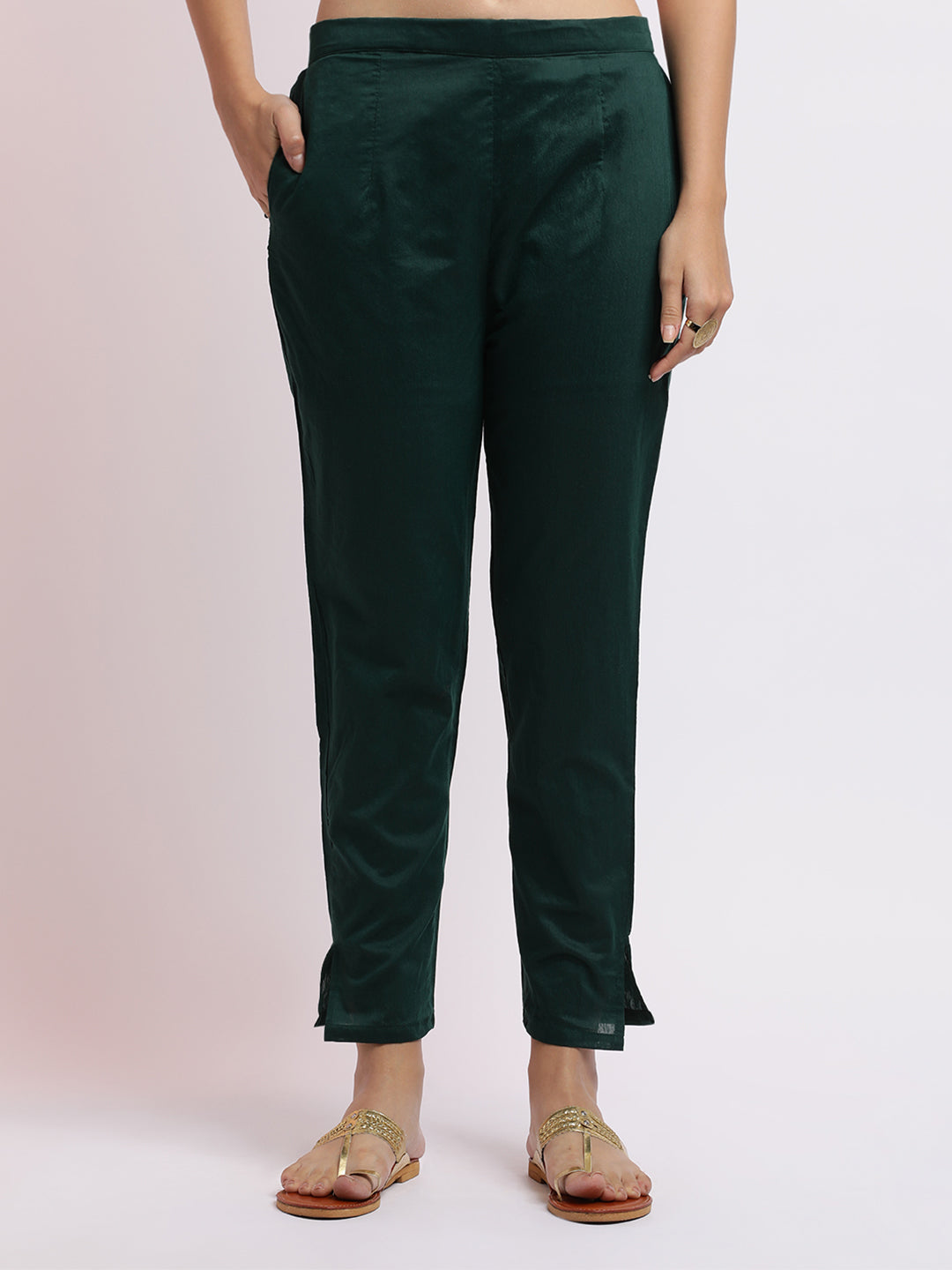 Green Woven Design Jacquard Kurta Set With Dupatta