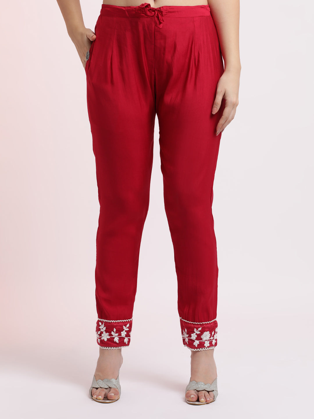 Pink Floral Embroidered Festive Kurta Set With Dupatta