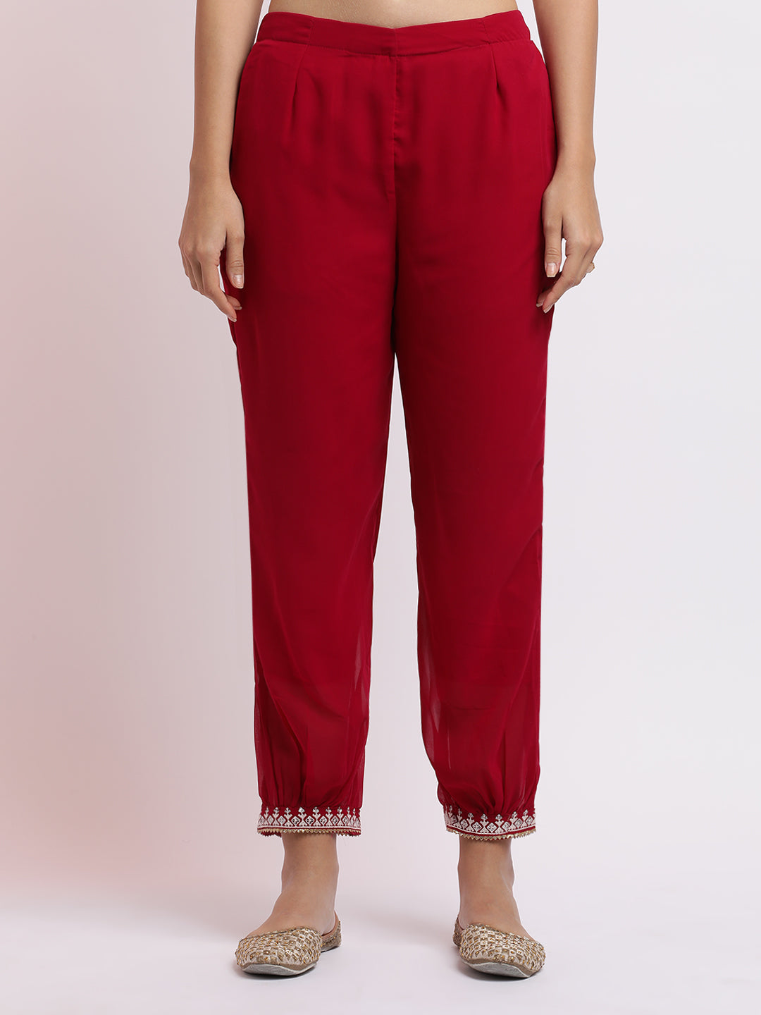 Pink Embroidered Georgette Kurta Set With Dupatta