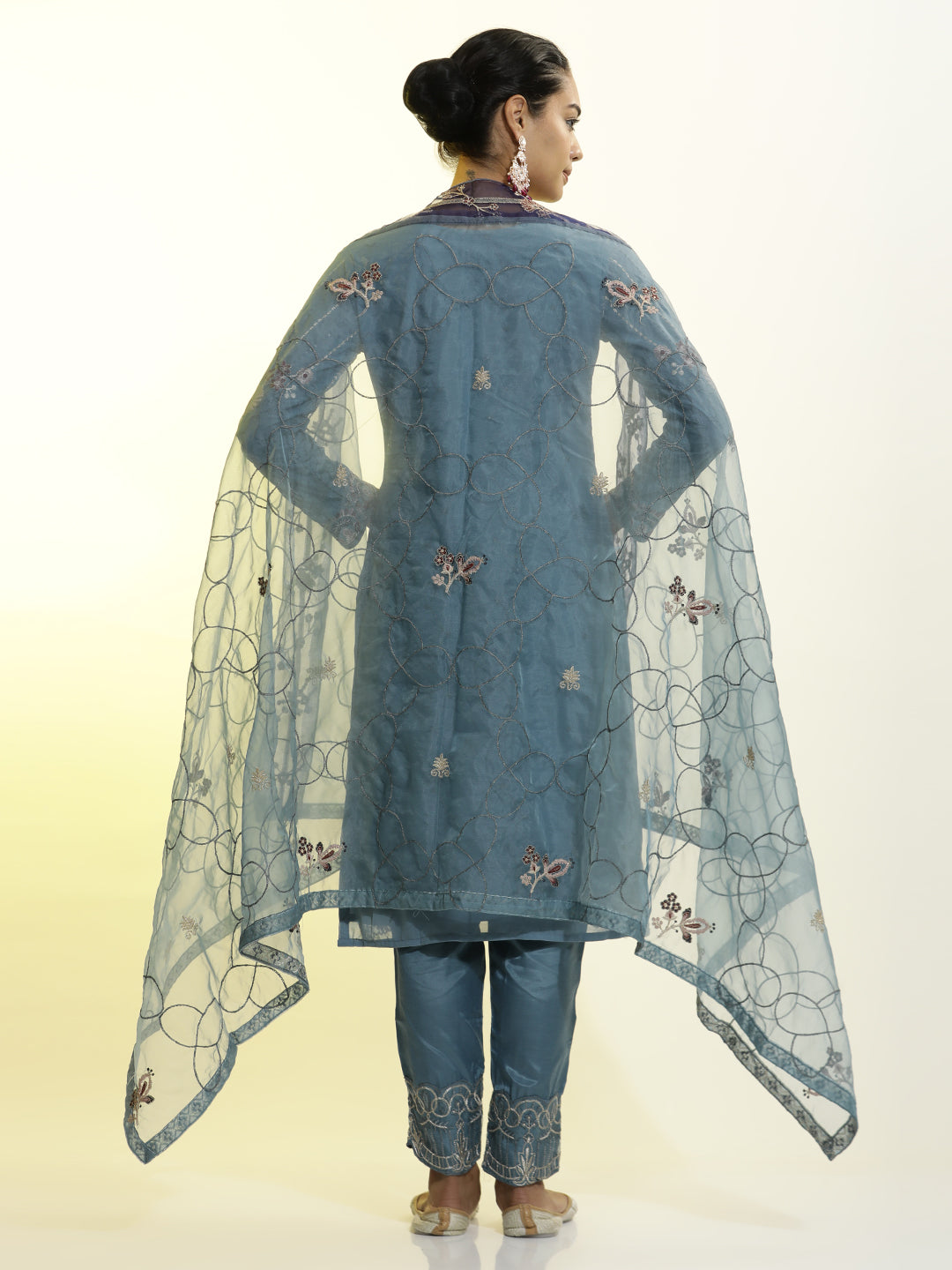 Festive Embroidered Georgette Party Wear Kurta Set With Dupatta