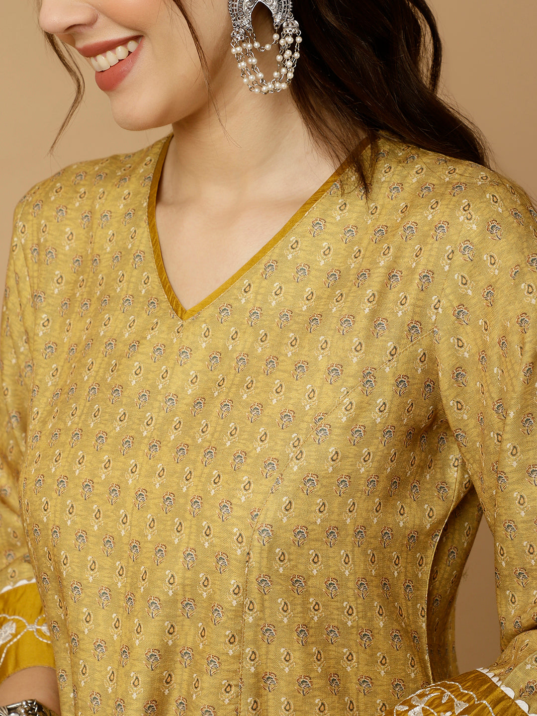 MUSTARD EMBROIDERED PAKISTANI KURTA WITH PANTS AND DUPATTA