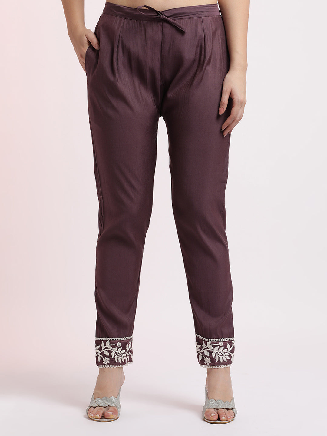 Lavender Floral Embroidered Festive Kurta Set With Dupatta