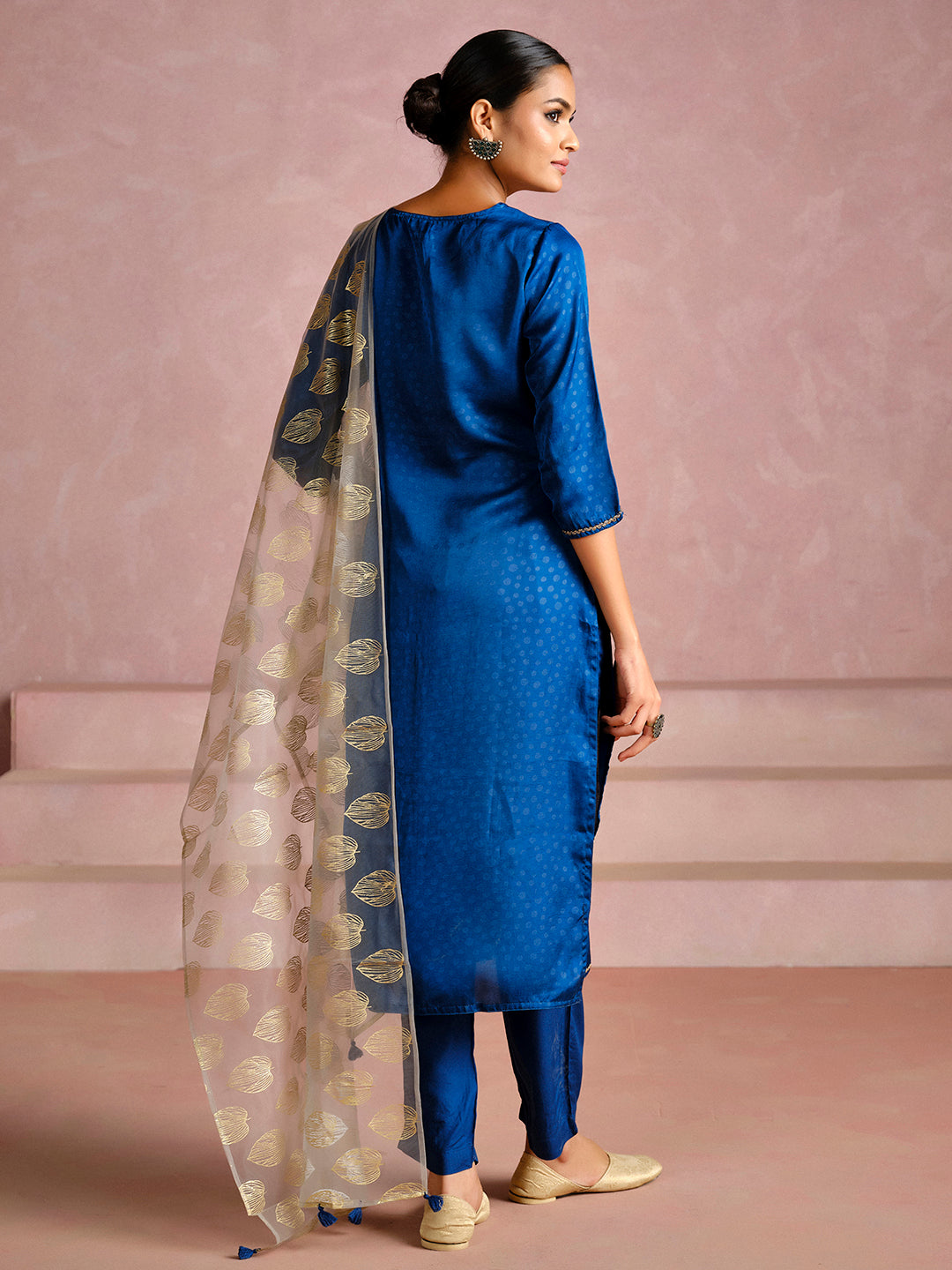 Teal Blue Gota Patti Work Festive Kurta Set With Dupatta