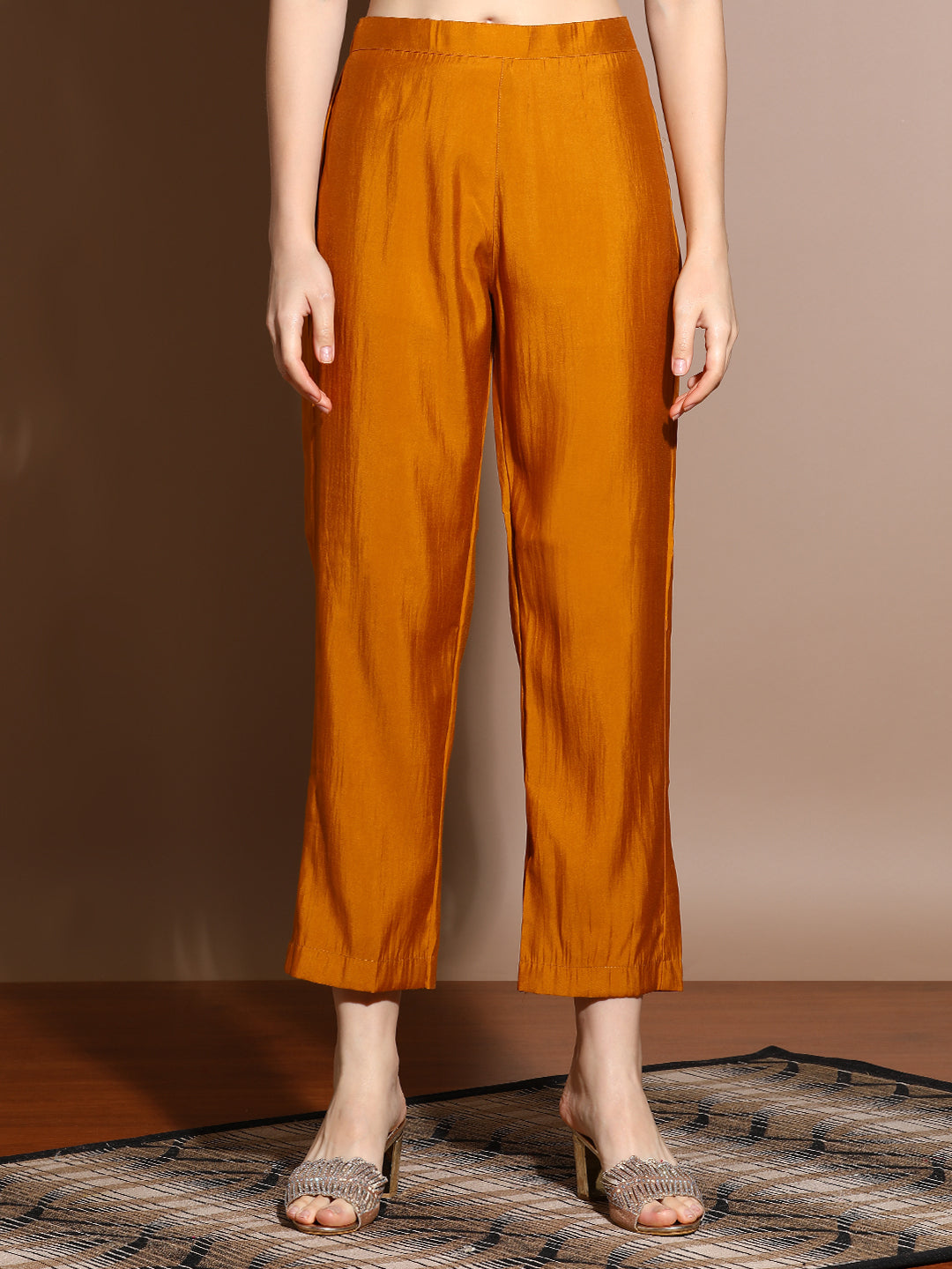 Mustard Festive Embroidered Silk Blend Kurta Set With Printed Dupatta