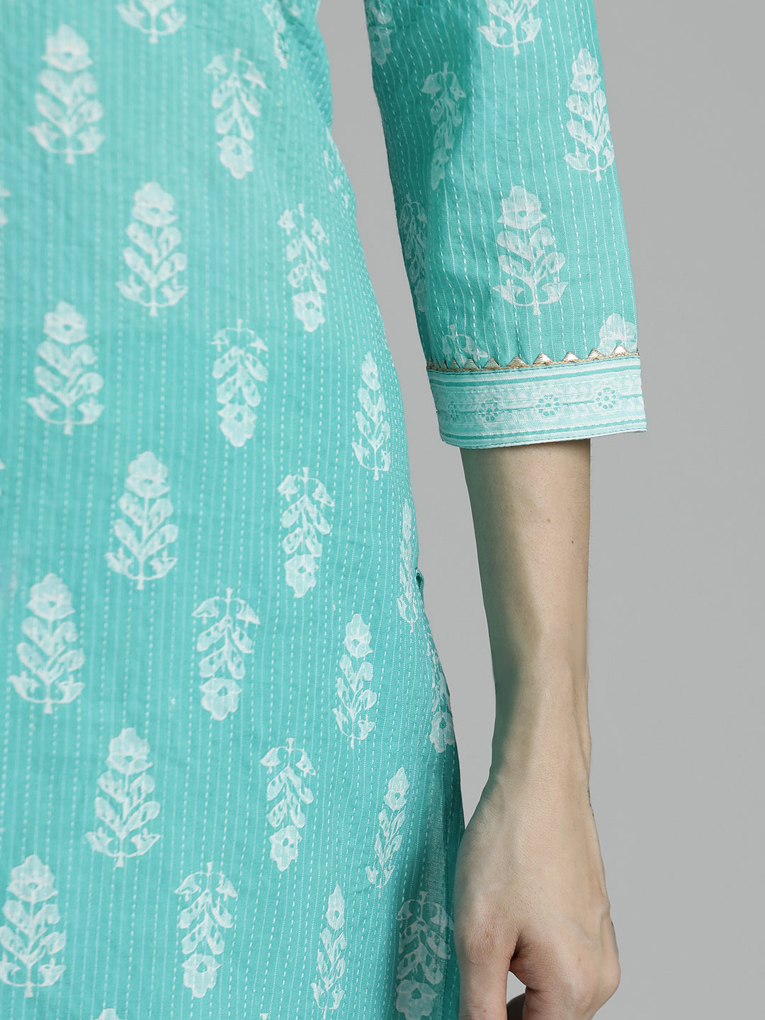 Green Ethnic Printed Pure Cotton Suit Set