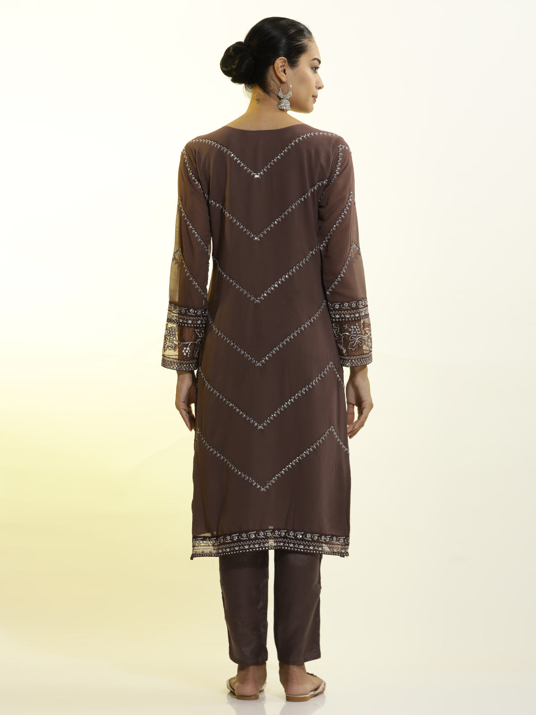 Festive Embroidered Georgette Party Wear Kurta Set With Dupatta