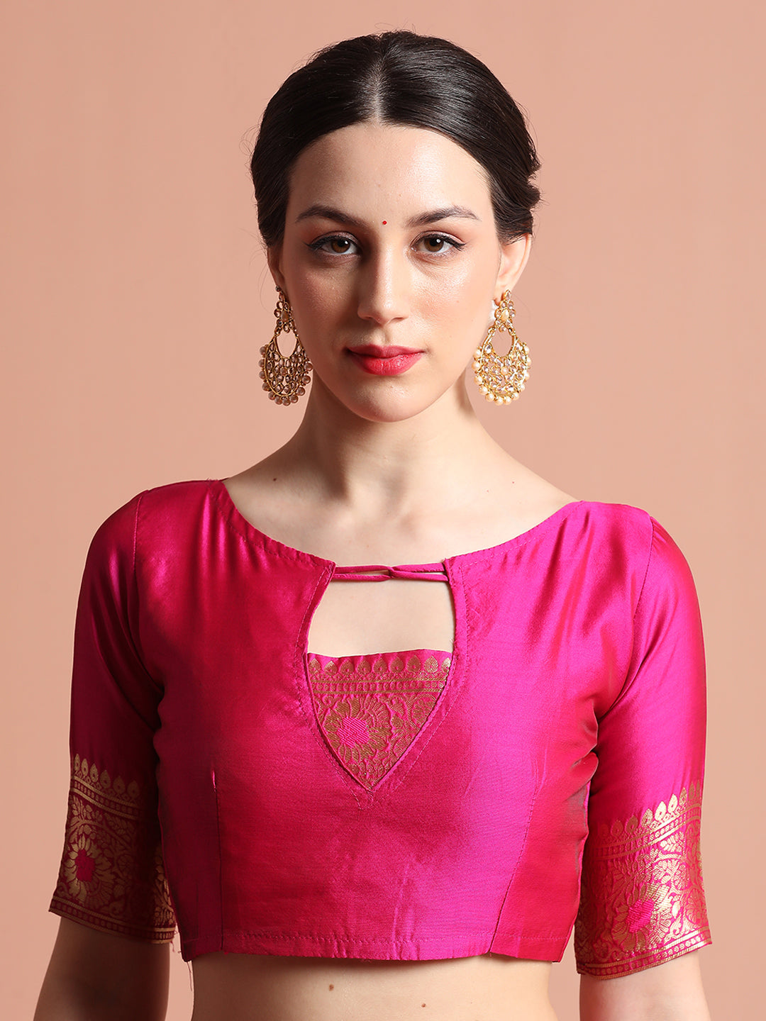 Pink Zari Woven Design Banarasi Saree