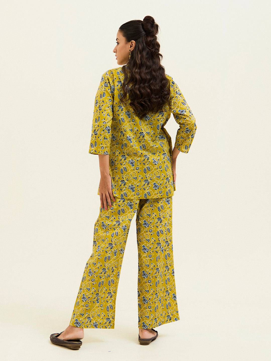 Mustard Handblock Printed Cotton Co-ord Set