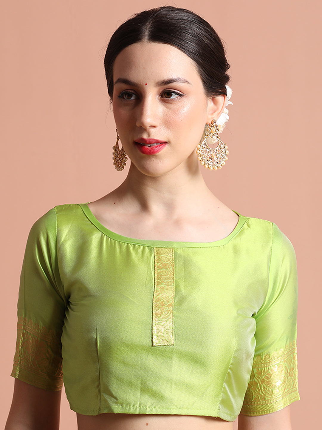 Heavy Banarasi Pista Green Zari Woven Silk Blend Saree