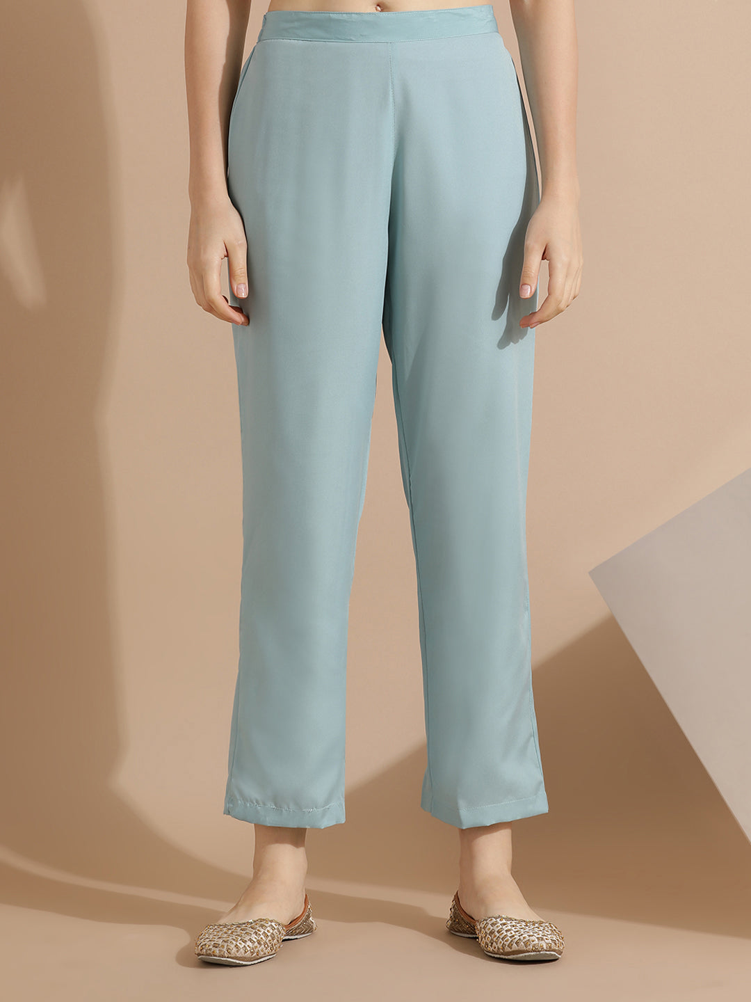 Sky Blue Chanderi Woven Festive Kurta Set With Dupatta