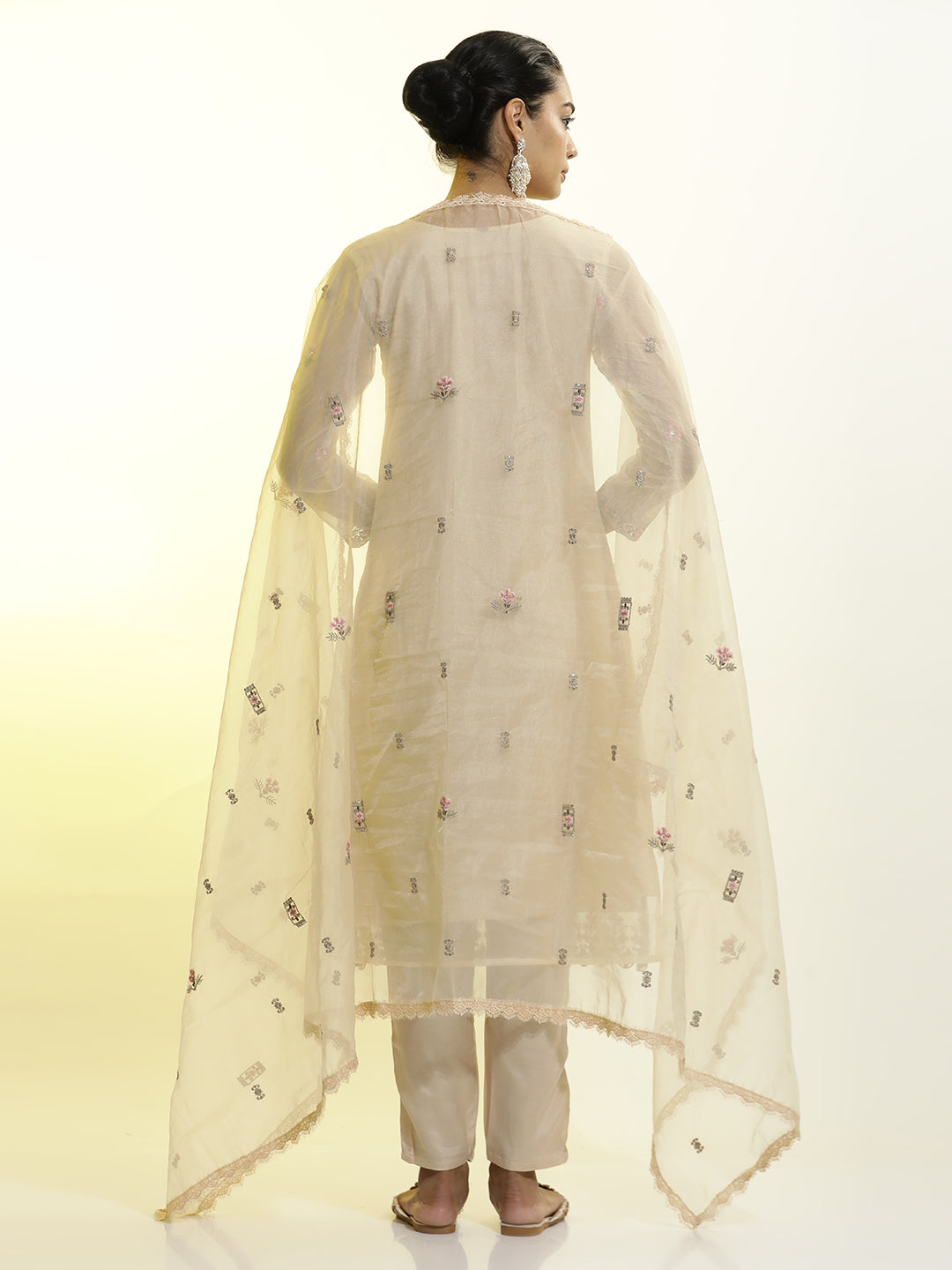 Heavy Embroidered Organza Festive Kurta Set With Dupatta