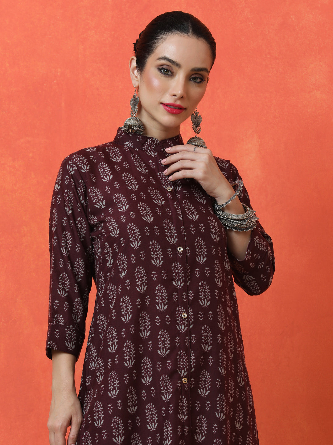Floral Printed Straight Viscose Rayon Kurta & Trousers Sets