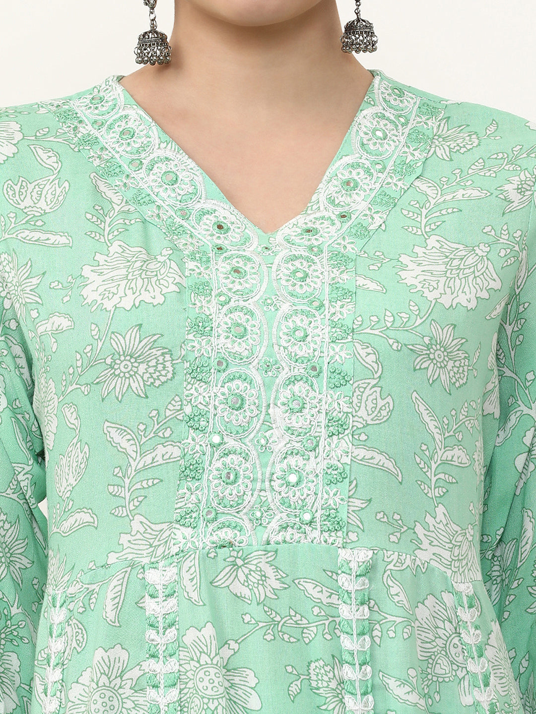 Embroidered Pure Cotton Floral Kurta Sets With Dupatta