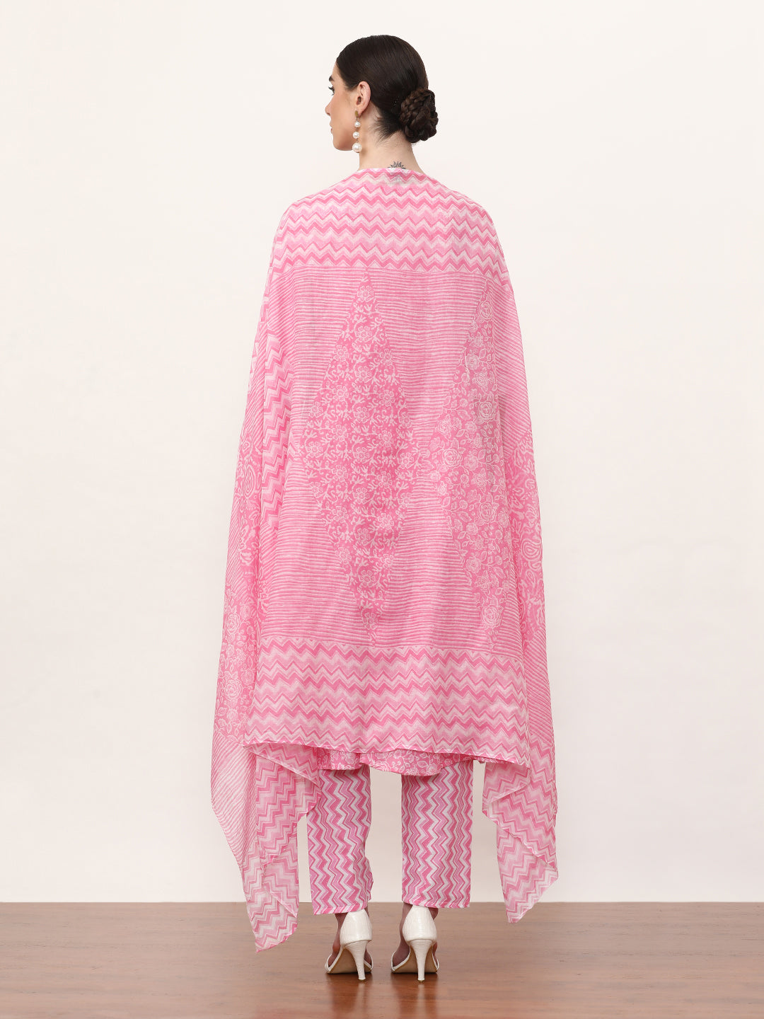 Embroidered Pure Cotton Floral Kurta Sets With Dupatta