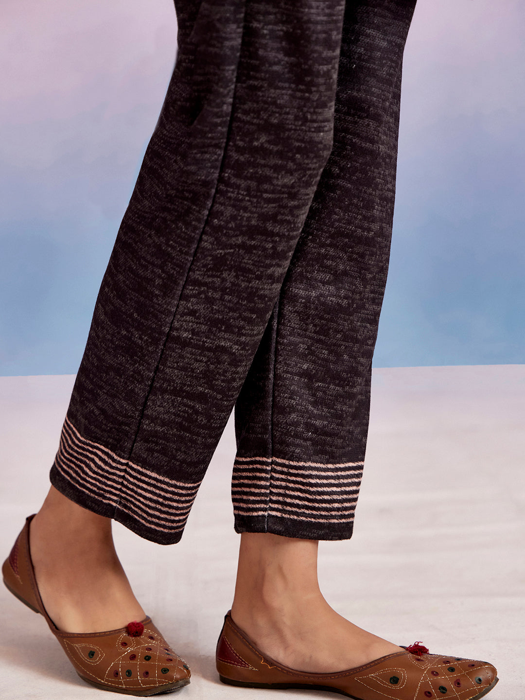 Black Embroidered Woolen Co-ord Set