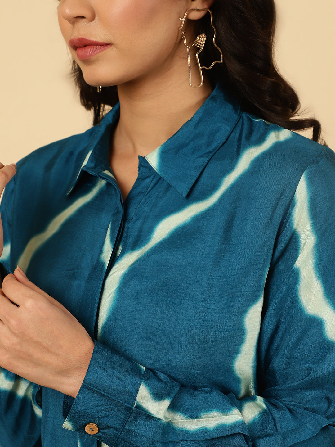 Teal Lehriya Co-Ord Set