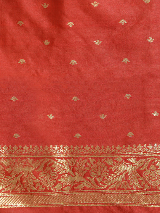 Zari Woven Design Heavy Red Banarasi Saree