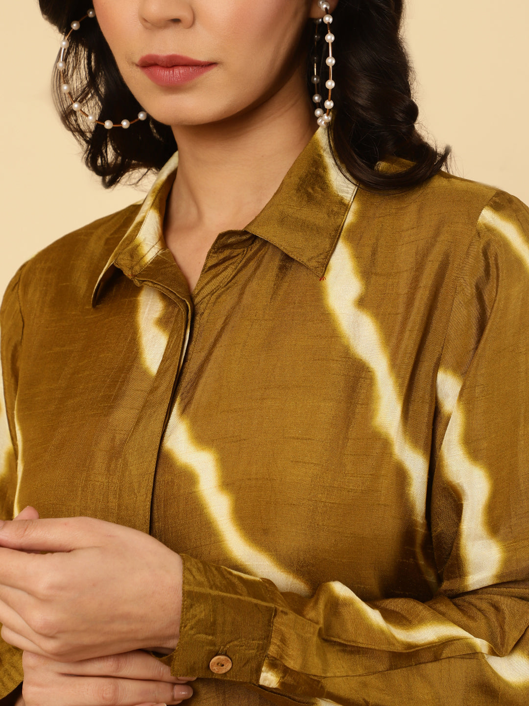 Olive Green Lehriya Co-ord Set