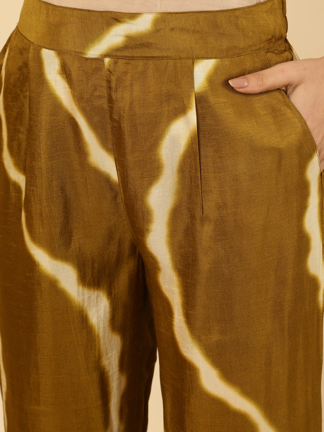 Olive Green Lehriya Co-ord Set