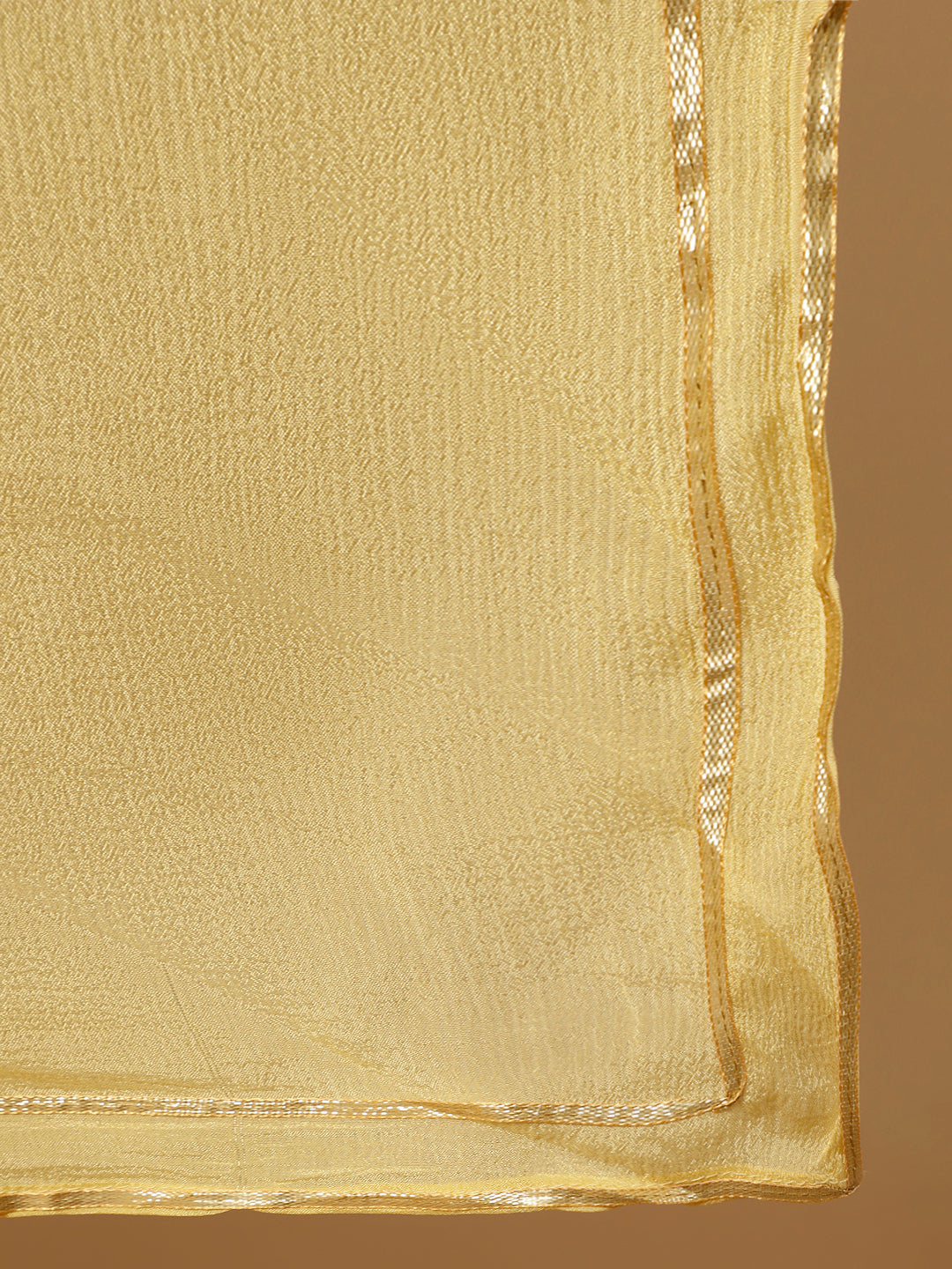 Yellow Mirror Work Chanderi Straight Kurta With Pants And Dupatta