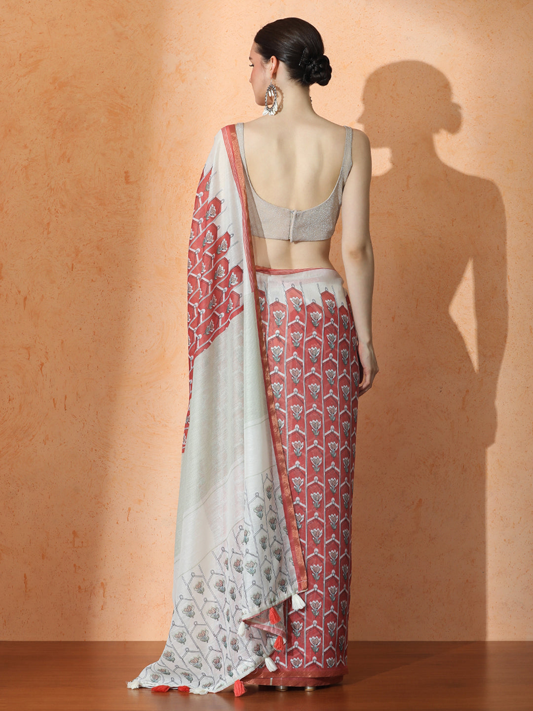 Floral Chanderi Cotton Saree with Unstiched Blouse