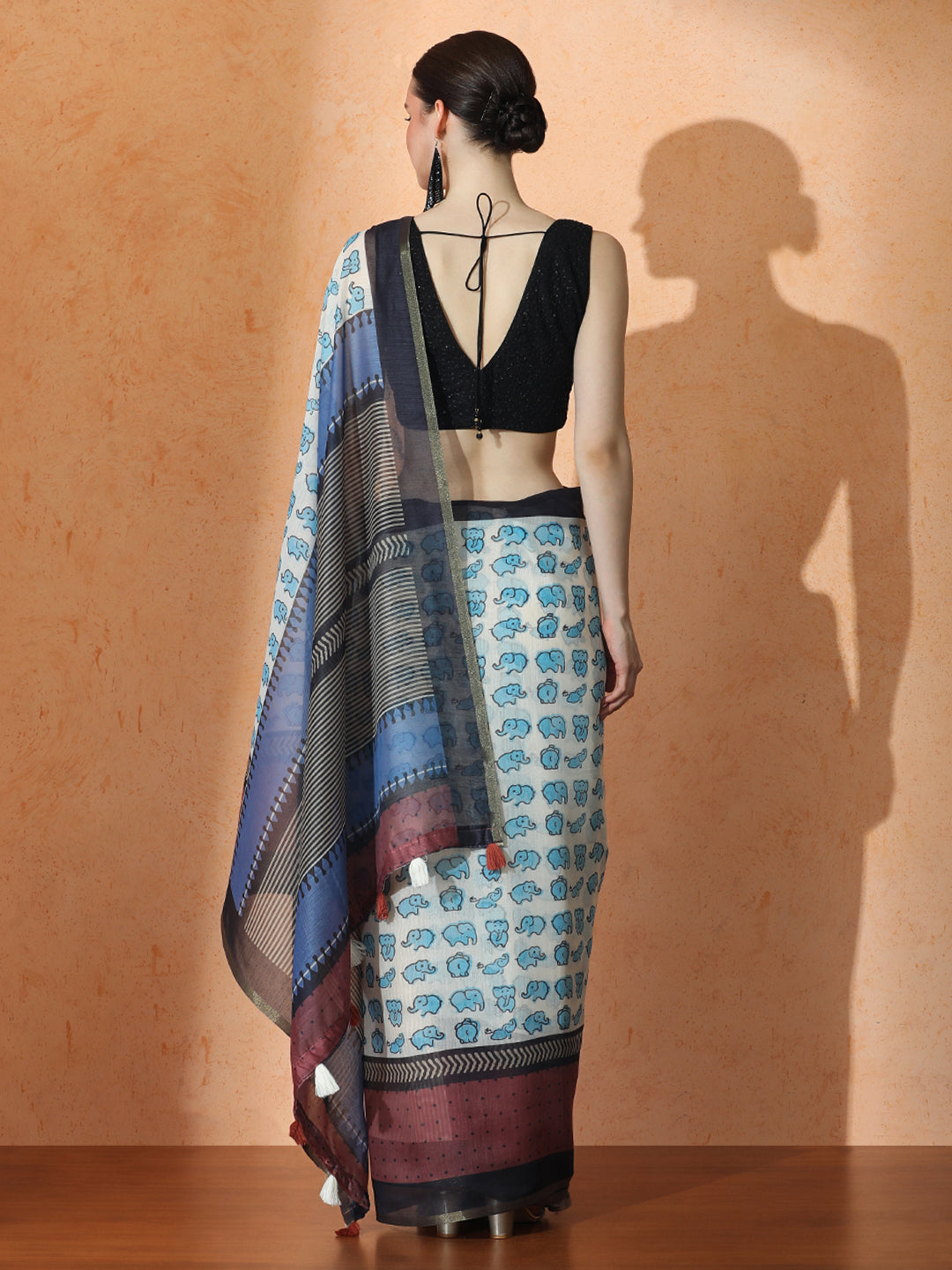 Floral Chanderi Cotton Saree with Unstiched Blouse